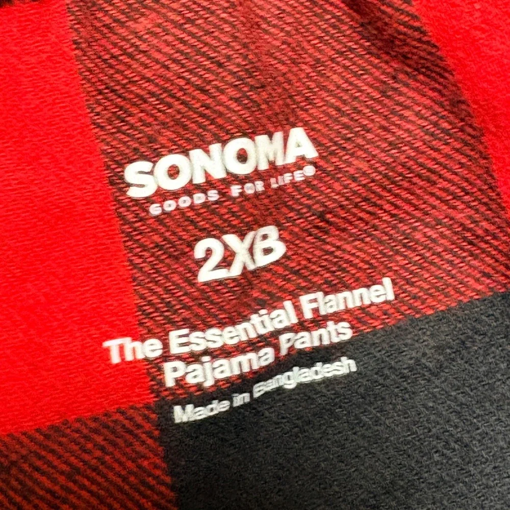 Sonoma Pajama Pants Mens 2XB Red Black Buffalo Plaid Essential Flannel Lounge